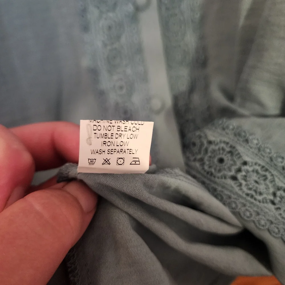 NEW Modlily Womens Teal Green Button Down 3/4 Sleeve Blouse Size L Cottagecore - Picture 7 of 8